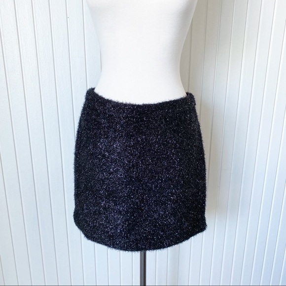 NWT Kate Spade Black Fuzzy Shimmer Robbie Mini Skirt Size 10 - Picture 9 of 9